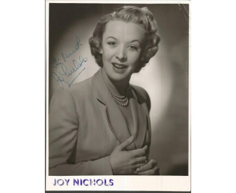 Joy Nichols Actress & Singer Signed Vintage 8x10 Photo. Good condition