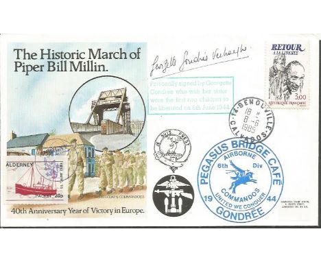 Georgette Gondree first Child Liberated on D-Day signed Historic March of Piper Bill Millin FDCGood condition