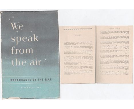 First wartime HMSO edition 1942 of the RAF booklet UNSIGNED We Speak from the Air containing 23 true accounts of the war in t