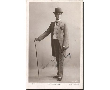 Hetty King signed vintage postcard. English entertainer who played in the music halls. Good condition