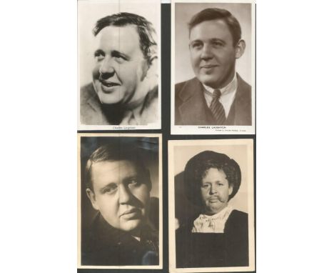 Vintage collection of 11 sepia and b/w photos. Includes Two Charles Laughton signed 6 x 4 photos signed to dark part poor con