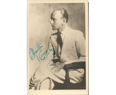 Charlie Kunz signed vintage photo. American-born British musician popular during the British dance era. Good condition