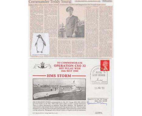 Cdr Edward Teddy Young DSO DSC Royal Naval commemorative FDC signed by submarine commander Cdr Edward Teddy Young DSO DSC* RN