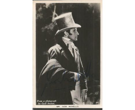 Ivor Novello signed vintage photo. 15 January 1893 - 6 March 1951, born David Ivor Davies, was a Welsh composer and actor who