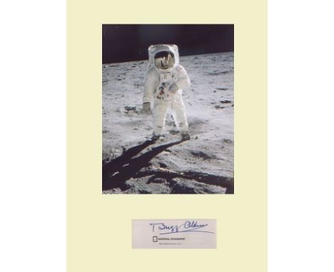 Apollo 11 Buzz Aldrin First Moonlanding. Signature of Buzz Aldrin with picture on moon. Professionally mounted to 16x12. Good
