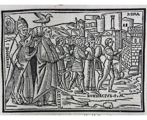Bonifatius VIII. Sextus decretalium liber. in concilio Lugdunensi editus. Mit zahlreichen Holzschnitten im Text. In roter und