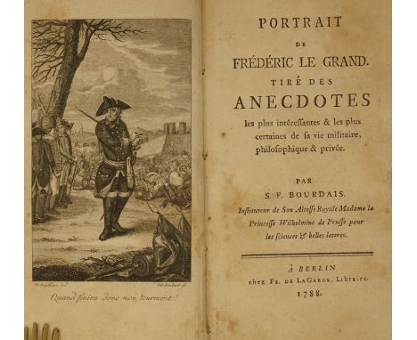 Bourdais, Sébastian F. Portrait de Frédéric Le Grand. 1 Bl., X, 262 S. Mit 1 gestochenen Frontispiz. Halbleder d. Z. (etwas b
