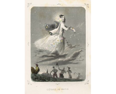 Grandville, Jean Ignace. - Méry, Joseph. Les étoiles. Dernière féerie. Astronomie des dames par Foelix. 2 Teile in 1 Band. XV