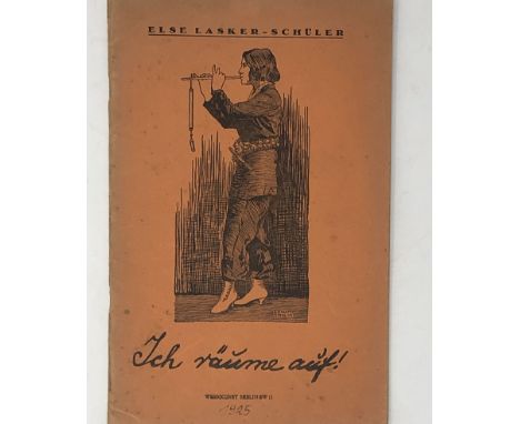 Lasker-Schüler, Else. Ich räume auf! Meine Anklage gegen meine Verleger. 38 S., 1 Bl. 22 x 14 cm. Illustrierte Orig.-Broschur