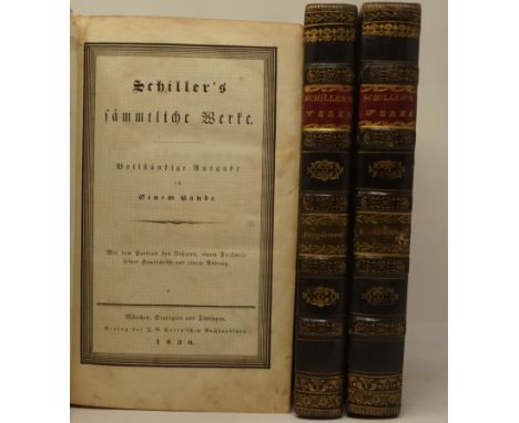 Schiller, Friedrich. Sämmtliche Werke. Vollständige Ausgabe in einem Bande. Mit gestochenem Portrait und Faksimile-Tafel. 27 
