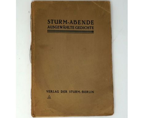 Sturm-Abende. Ausgewählte Gedichte. 82 S., 1 Bl. 23,5 x 15,5 cm. OKarton (etwas fleckig und berieben, mit schwachen Eckknicke