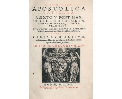 -- Seltenes 'Buch über Bücher' aus der Bibliothek der venezianischen Adelsfamilie Vendramin -- Rocca, Angelo. Bibliotheca Apo