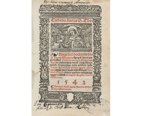Thomas von Aquin. Cathena Aurea in Evangelium Luce. [Und:] Cathena Aurea in Evangelium Joannis. 2 Teile in 1 Band. 4 nn., 195
