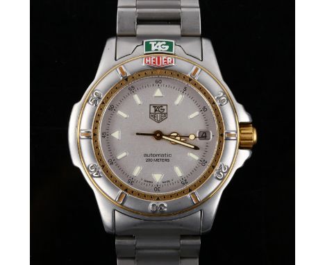TAG HEUER - a stainless steel 4000 Series 200M automatic bracelet watch, ref. 695.706K, circa 1990s, silvered dial with lumin