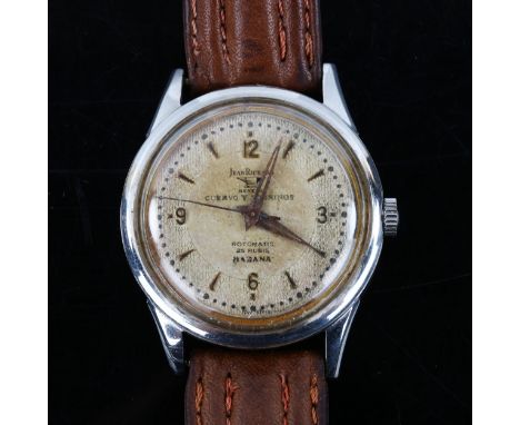 JEANRICHARD - a stainless steel Rotomatic automatic wristwatch, ref. 1560, silvered textured dial with gilt quarterly Arabic 