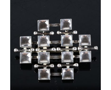 MARIANNE BERG for DAVID ANDERSEN - a large Vintage Norwegian sterling silver modernist geometric brooch, brooch length 57.1mm