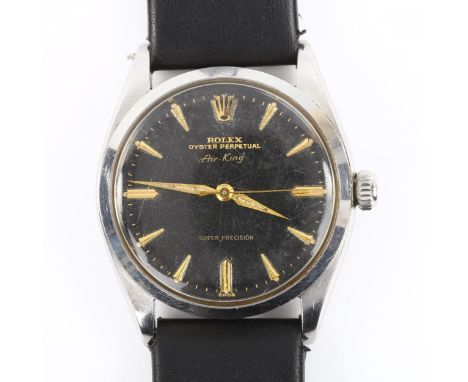 ROLEX - a Vintage stainless steel Air-King Oyster Perpetual Super Precision automatic wristwatch, ref. 5500, circa 1959, blac
