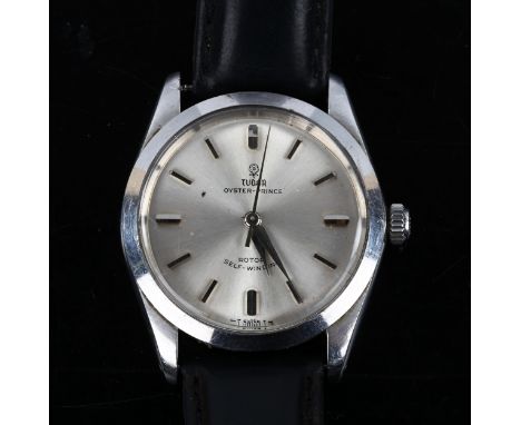 TUDOR - a Vintage stainless steel Oyster-Prince automatic wristwatch, ref. 7995, circa 1960, silvered dial with baton hour ma