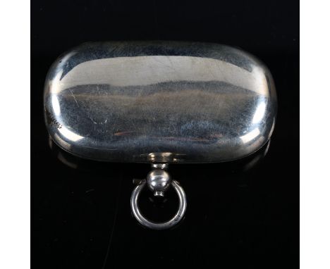 An Edwardian silver novelty combination sovereign and stamp case, plain oval form, by William Hair Haseler, hallmarks Birming