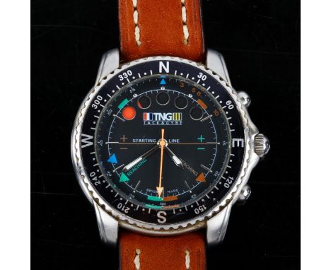 TACK &amp; GYBE (TNG) - a stainless steel Tornado Regatta Yachttimer quartz wristwatch, black dial with a sweep centre second