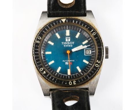 TISSOT - a Vintage stainless steel PR-516 Diver's automatic wristwatch, blue dial with luminous baton hour markers, sweep cen