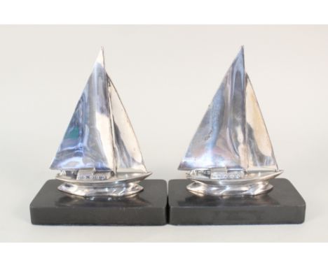 A pair of vintage chrome plated yacht bookends