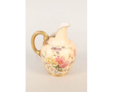 A Royal Worcester blush ivory floral jug, height 4 1/4"