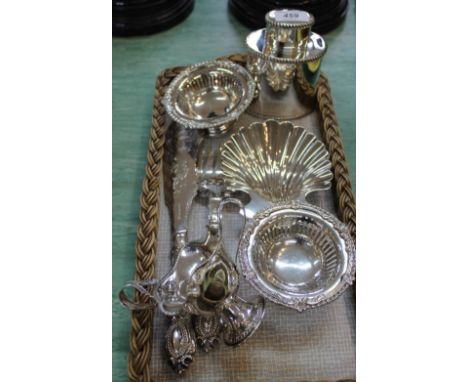 A silver plated oval tea caddy plus other silver plate