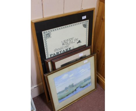 A Raffles Hotel print plus other pictures and ornaments etc