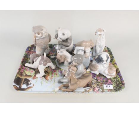 Various Nao and Lladro animal and bird ornaments