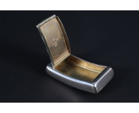 A Georgian silver curved snuff box of plain design with faint inscription to either side, gilt interior hallmarks are well pr