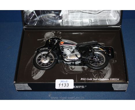 A 'B.S.A. Gold Star DBD34', Mini Champs metal scale model Motorbike, boxed.