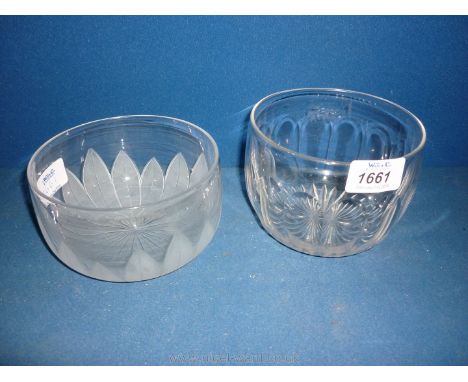 Two Victorian glass tea caddy Bowls.