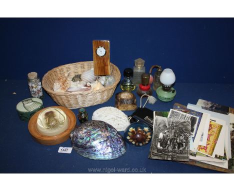 Miscellaneous shells paperweights, scent bottles, etc.