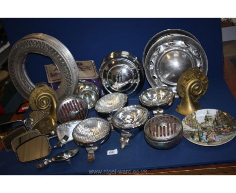 A quantity of mainly 1960's/1970's Motor Car Spares including a set of 4 Mini Hubcaps/Wheel Embellishers, a set of 4 Austin H