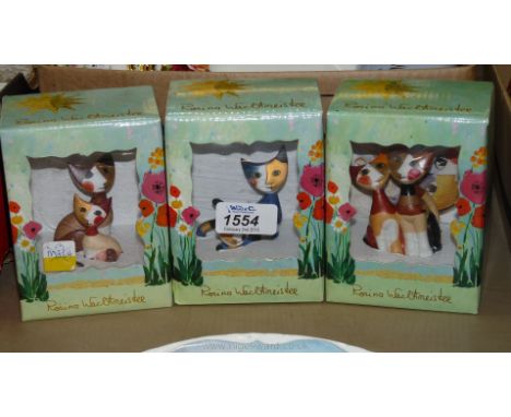 Three Rosina Wachtmeister for Goebel -cat figures in original boxes.