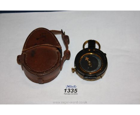 A Swiss military Compass in a leather case, E. Koehn 1917 (as found)