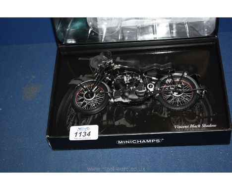 A 'Vincent Black Shadow' Mini Champs metal scale model Motorbike, boxed.