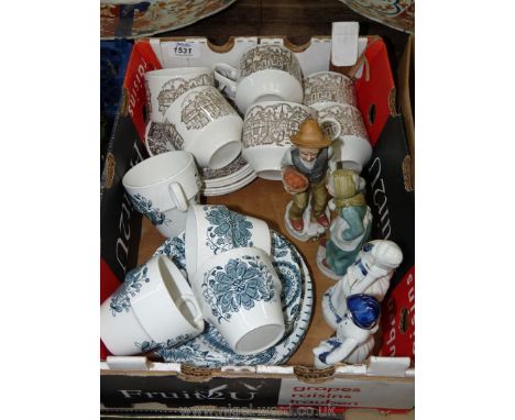 A Broadhurst 'Tudor Village' Teaset, a Royal Tudorware 'Offbeat' Teaset and four figures