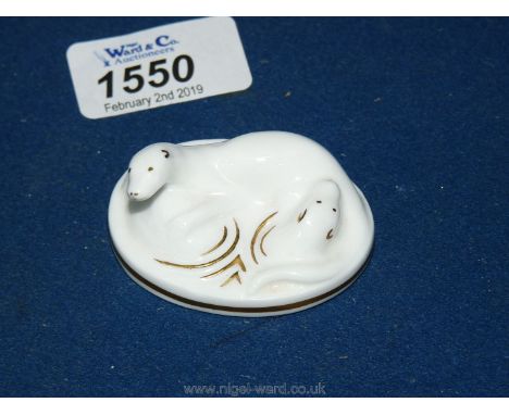 A miniature Royal Worcester Country Life series figure 'Otters', modelled by Kenneth Potts, 1984.