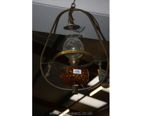 A hanging banjo oil Lamp style light fitting.