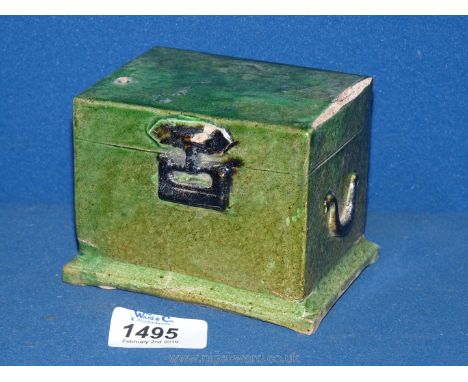 A Chinese Ming Dynasty green glazed earthenware model chest.