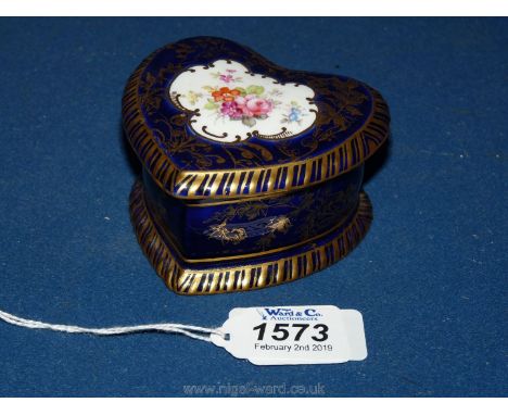 ***A Royal Crown Derby heart shape trinket Pot with lid made for Alfred Pearce &amp; Co