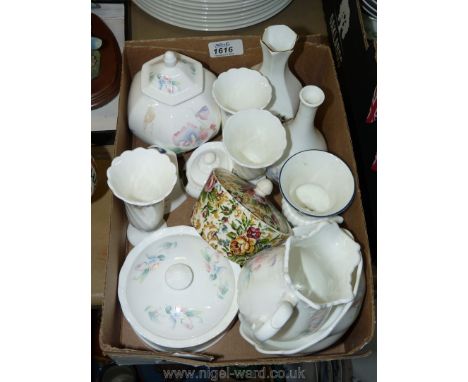 A quantity of china trinket jars, etc. by Aynsley, Royal Stuart, Wedgwood and Crown Devon.