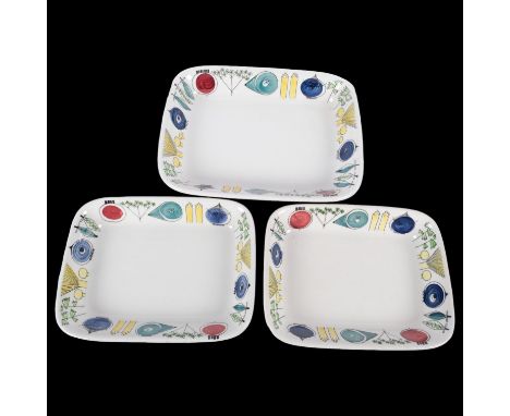 MARIANNE WESTMAN for Rorstrand, Sweden, 3 Picknick Series ovenware dishes, model no. 24 and 25, maker's mark to underside, lo