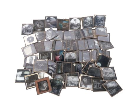 A quantity of approx 70 magic lantern slides, circa 1890/1900, Classical New Testament artwork, both colour and monochrome 
