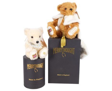 2 Merrythought limited edition Royal commemorative teddy bears, comprising the Queen's Coronation, and Royal Baby, both boxed