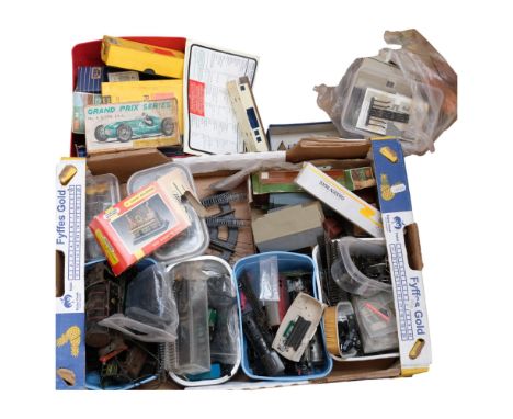 A large quantity of Vintage toy trains and accessories, various gauges and brands, Lot includes various locomotives, carriage