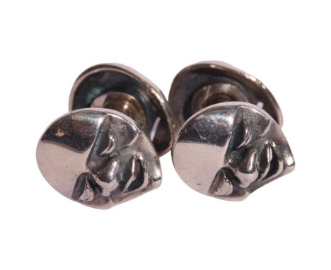 PEDER MUSSE - a pair of Danish novelty sterling silver theatrical mask cufflinks, with bolt action fittings, 18.7mm, 25gNo da