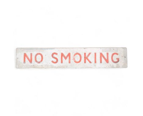 A Vintage pressed aluminium 'No Smoking' sign, 10cm x 54cm 